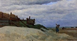 The Beach At Dunkirk — Jean-baptiste-camille Corot, Realism