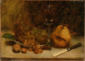 Grapes, Knife And Glass — Julian Alden Weir, Impressionism