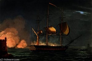 Cutting out of the Hermione from the Harbour