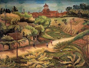 English Tamsui High School Chen Cheng Po 1936 Canvas Oil Painting 91×116.5cm 中文 淡水中學 陳澄波 1936 畫布‧油彩 91×116.5cm。 — Chen Cheng Po