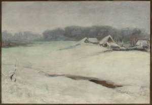 Winter Landscape With Cottages — Wladyslaw Slewinski