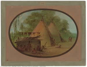 Making Flint Arrowheads - Apachees — George Catlin