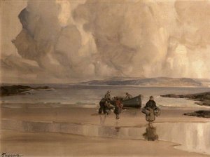 Early Morning, Fishing Boat On A Strand — James Humbert Craig