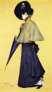 Portrait Of A Standing Woman — Thomas William Roberts