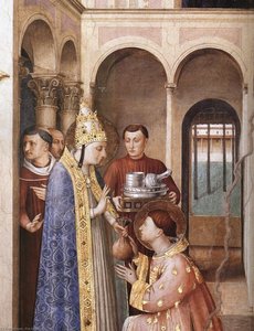 San Lorenzo Recibe Las Tesoro De La Iglesia (detalle) — Fra Angelico, Primer Renacimiento