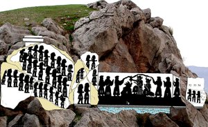 View of Kurangun with superimposed line drawing