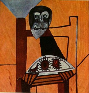 Búho Sobre Una Silla Y Erizos De Mar — Pablo Picasso, Cubismo