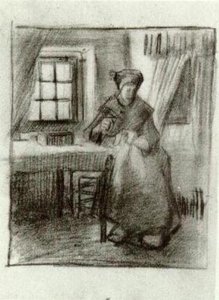 Interior With Peasant Woman Sewing — Vincent Willem Van Gogh, Realism