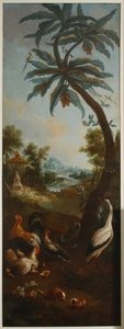 Paysage Avec Poules Et Coqs, Cochons D'inde, Avocette — Christophe Huet