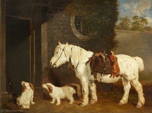 'Scrub', a Shooting Pony Aged 30, and Two Clumber Spaniels