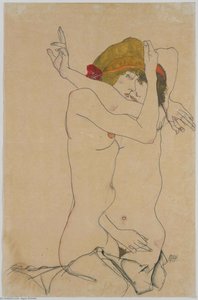 Two Women Embracing 1 — Egon Schiele, Expressionism