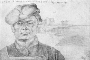 Porträt Von Caspar Sturm Und Einer Flusslandschaft — Albrecht Dürer, Nordische Renaissance