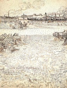 Campo De Trigo Con Haces Y Fondo De Arlés — Vincent Willem Van Gogh