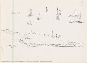 West Lake, Hangzhou: Boats And The Baoshu Pagoda — Xie Zhiliu