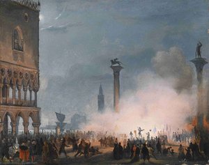 Venice, The Piazzetta at night