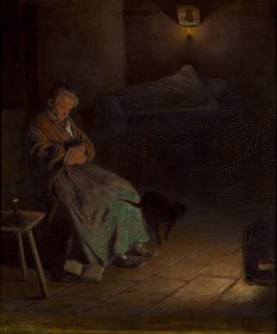 Old Woman Watching Over A Dead Body Ii — Aleksander Gierymski
