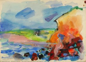 Sea Land Scape With Rocks And Figures — Abraham Rattner