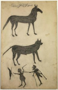 Untitled (mule, Dog, And Scene With Chicken) — Bill Traylor