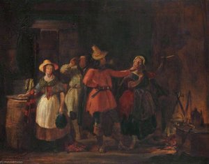 Interior Scene, Woman With A Knife — William Bonnar