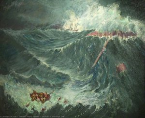 Small Boat In Rough Sea — Thomas Henry Roskell