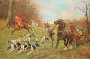 A Hunt In The Foreground — George Derville Rowlandson