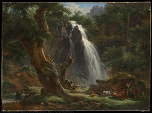 Waterfall At Mont-dore — Achille Etna Michallon, Romantic Landscape Painting