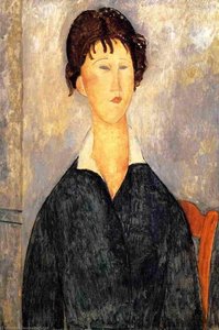 Retrato De Una Mujer Con Cuello Blanco — Amedeo Modigliani, Modernismo Cubista