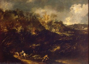 Mountainous Landscape — Alessandro Magnasco, Baroque