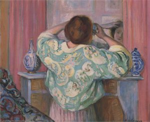 Woman Doing Her Hair At The Mirror — Henri Lebasque