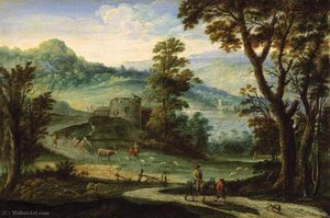Landscape with horsemen