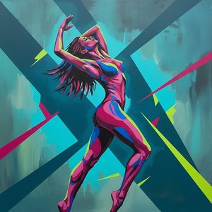 Chromatic Vectors: A Study In Magenta Motion Against Geometric Cyan Tension. — Christian Noiret