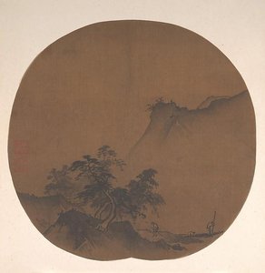 南宋 傳夏珪 澤畔疾風圖 團扇 Windswept Lakeshore — Xia Gui