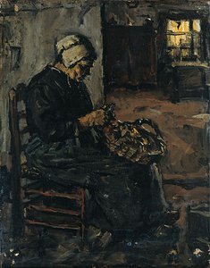 Boerenvrouw Aardappels Schillend