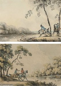 The Royal Buckhounds Crossing The Thames Near Windsor; And Pointing Out The Quarry — Samuel Howitt