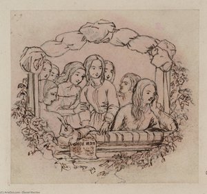 The Opera Box, Design For A Wood Engraving. Tracing, From The Principal Figure In Reverse — Daniel Maclise