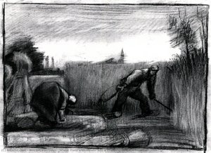 Wheat Field With Mower And A Stooping Peasant Woman — Vincent Willem Van Gogh