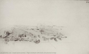 High Riverbank With Boat And Planned Bridge — Isaak Ilyich Levitan