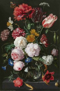 Still Life With Flowers In A Glass Vase — Abraham Mignon (minjon)