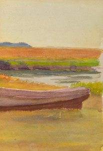 Landscape Marsh Scene With Boat — Thomas P Anshutz