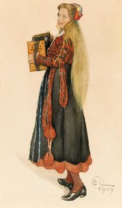 Lisbeth Playing The Accordion — Carl Larsson
