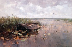 View Of A Puddle And A Boat — Cornelis Vreedenburgh