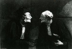 Deux Avocats La Poignée De Main, Plume Crayon Aquarelle Two Lawyers The Handshake, Plucks Pencil Watercolour — Honoré Daumier