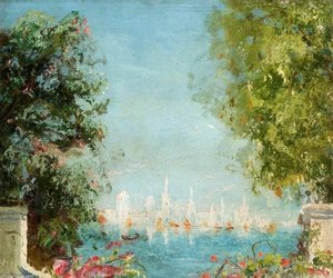 View Across A Lagoon Towards A City — Thomas E Mostyn