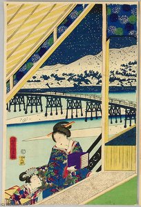 Snow Scene At Sanjo Bridge — Tsukioka Yoshitoshi