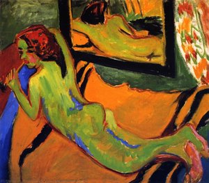 Liegender Akt Vor Siegel — Ernst Ludwig Kirchner, German Expressionism