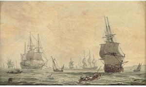 The Busy Anchorage At Spithead — Samuel Owen