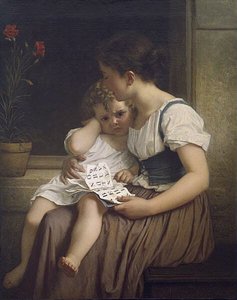 Young Woman And Child — Hugues Merle