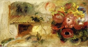 Small House, Buttercups And Diverse Flowers (study) — Pierre-auguste Renoir, Impressionism