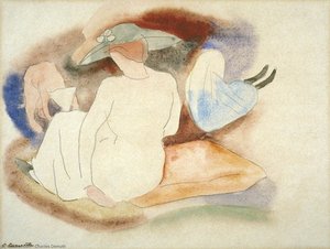 Woman With Hat And 2 Figures — Charles Demuth