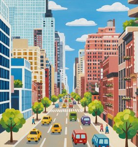 The Rhythmic Pulse of a Sunlit Avenue